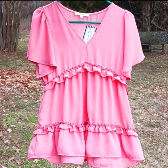 Anthropologie Andree by unit ruffled tiered babydoll boho hippie top - Picture 2 of 14